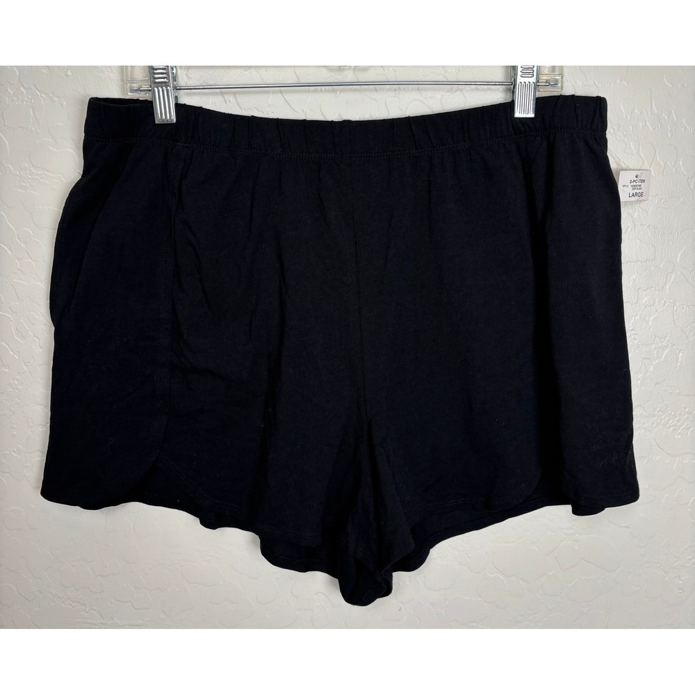 State of Day Intimates Black Cotton Modal Lounge Shorts Pockets Large 2704